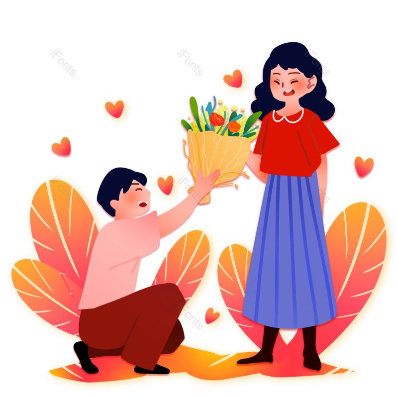 求婚图片,插画元素,素材PNG,人物免抠素材